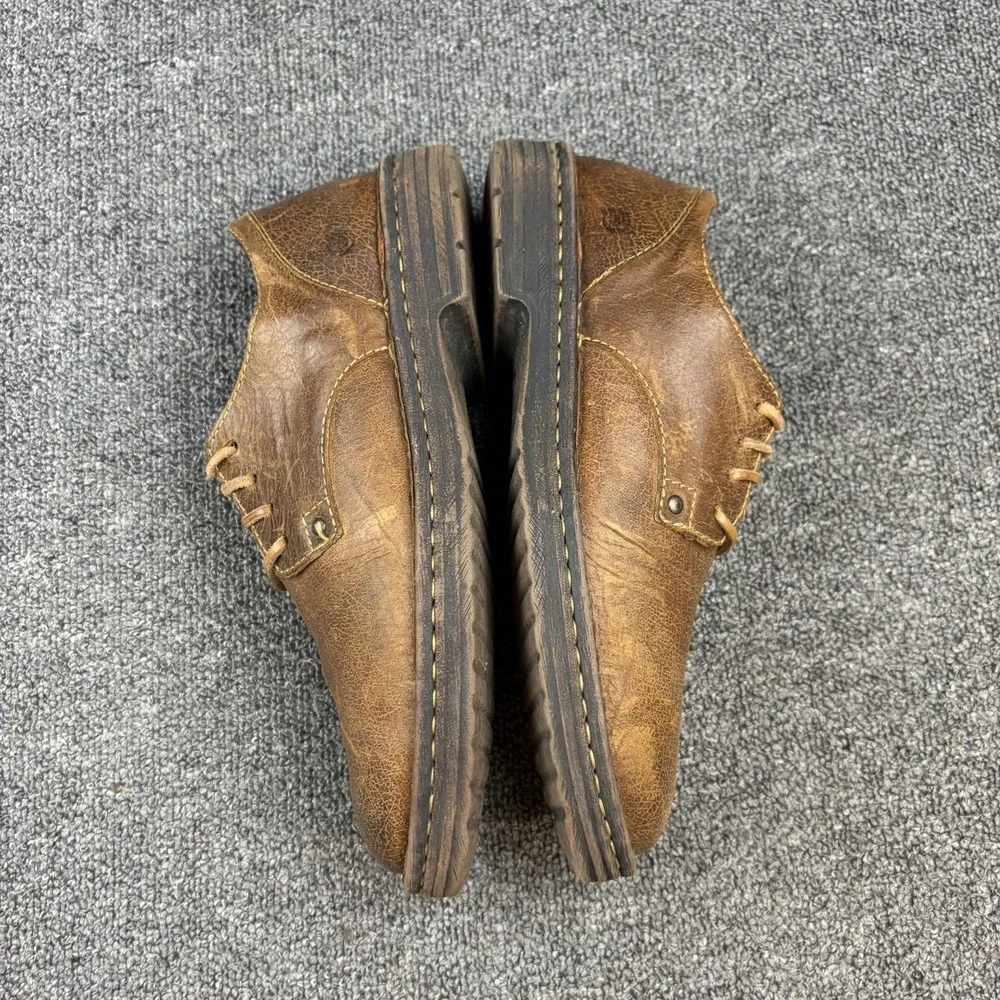 Men Shoes Size 9M EU 42 Dark Brown Distressed Leather Oxford Plain Toe Lace Up